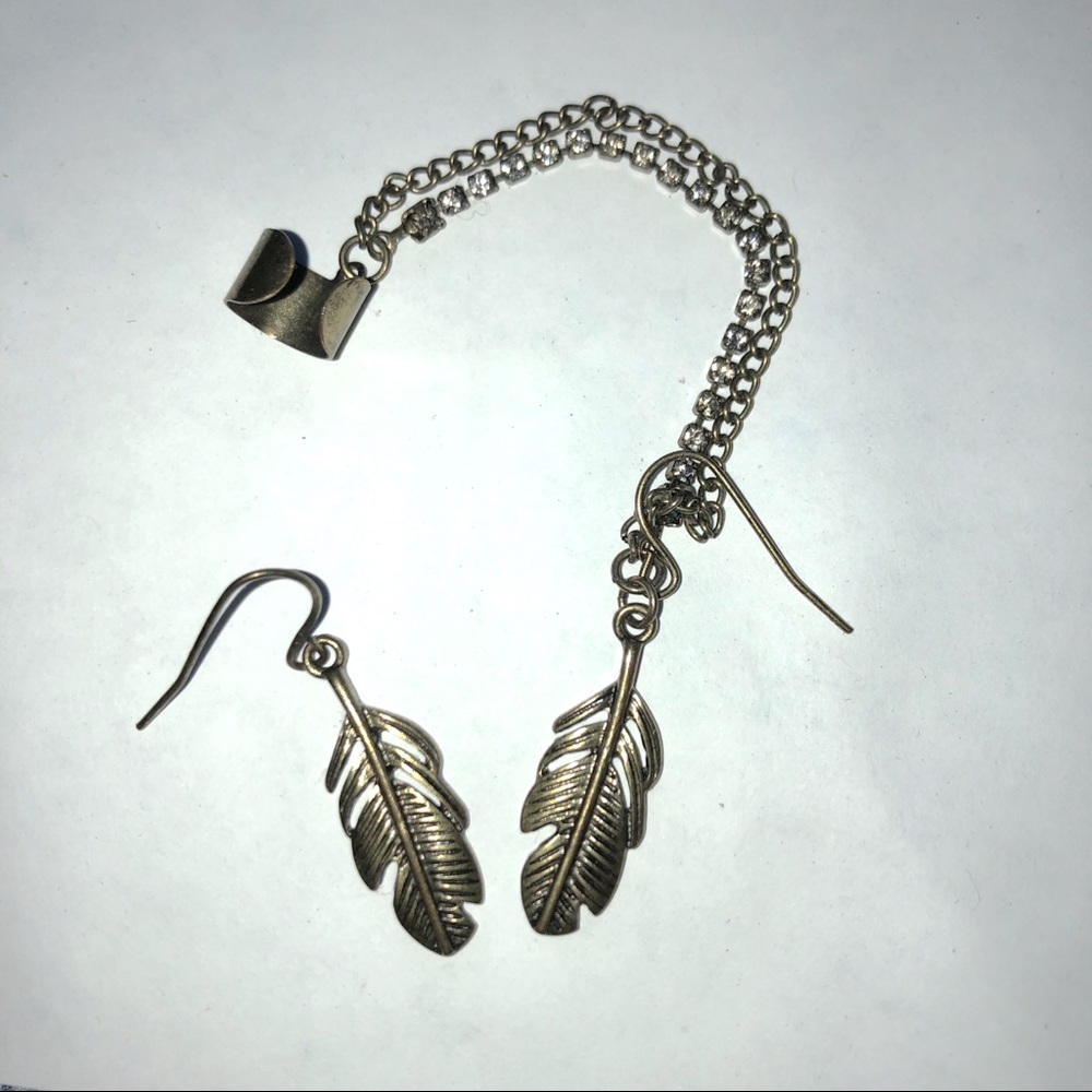 ✨Bronze feather cuff earrings